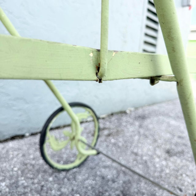 Vintage Mid Century Rolling Foldable Two Tier Bar Cart For Sale - Image 9 of 10