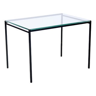 Black Metal Side Table with Glass Top, 1960s For Sale
