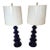 1960s Mid Century Modern Blue Sculpted Table Lamps - Pair For Sale