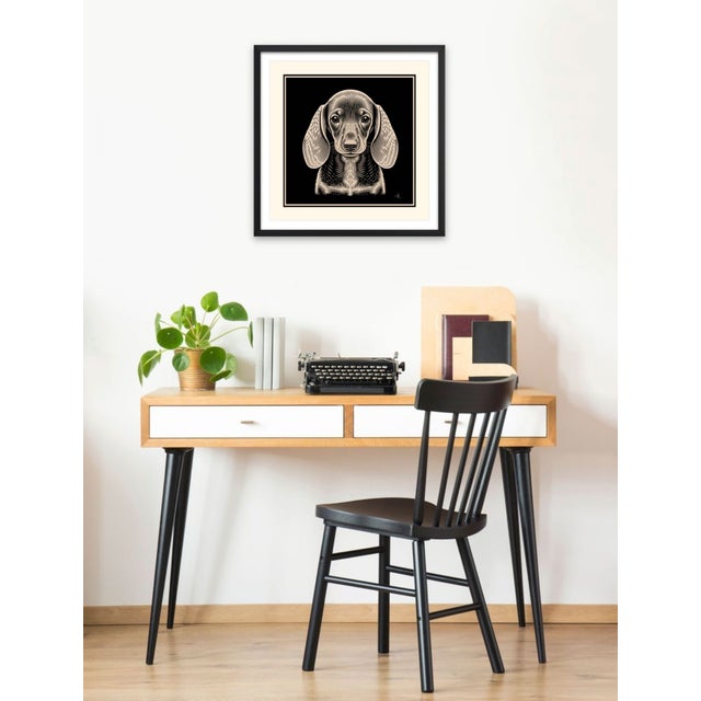 Atelier Aria Lumae the Sovereign Pet Collection Dachshund Silhouette Geometric Lithograph Fine Art Gallery Board Print Square Panel 16 X 16 For Sale - Image 13 of 18