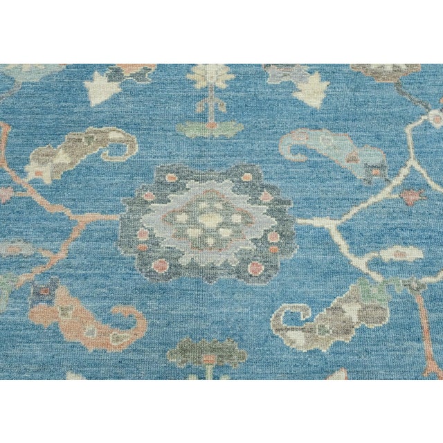 Blue & Gray Turkish Oushak Rug 8'1" x 9'9" For Sale In Houston - Image 6 of 9