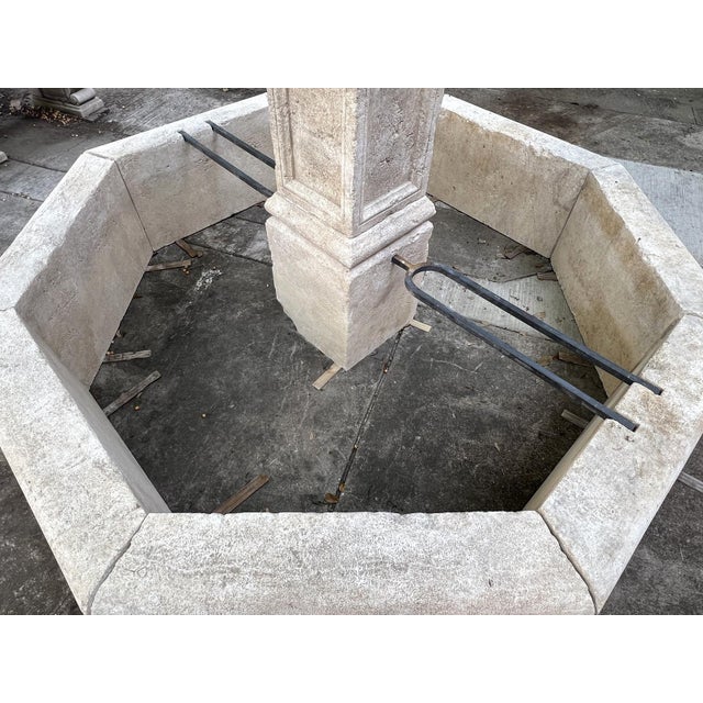 Early 21st Century Le Louvre Carved Limestone Center Fountain From the South of France For Sale - Image 5 of 14