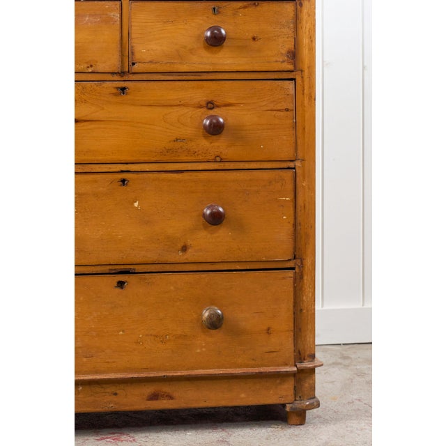 Wood 19th Century Pine 2 Over 3 Chest With Wooden Knobs For Sale - Image 7 of 14