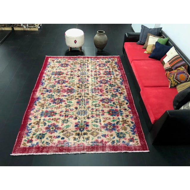 1960s Handmade wool and cotton rug in Turkish Anatolia Carpet, Vintage Oushak Rug, Turkish Vintage Anatolian Rug, Handmade...