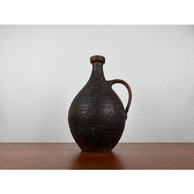 Mid-Century Brutalist German Studio Pottery Carafe Vase by Gerhard Liebenthron, 1964 For Sale - Image 9 of 18