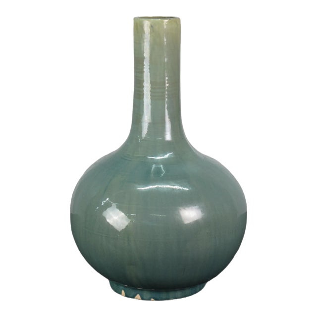 Turquoise Long Neck Vase For Sale