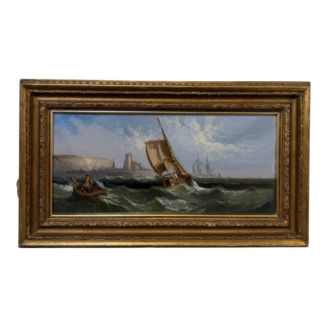 19th Century Oil on Canvas Boats For Sale