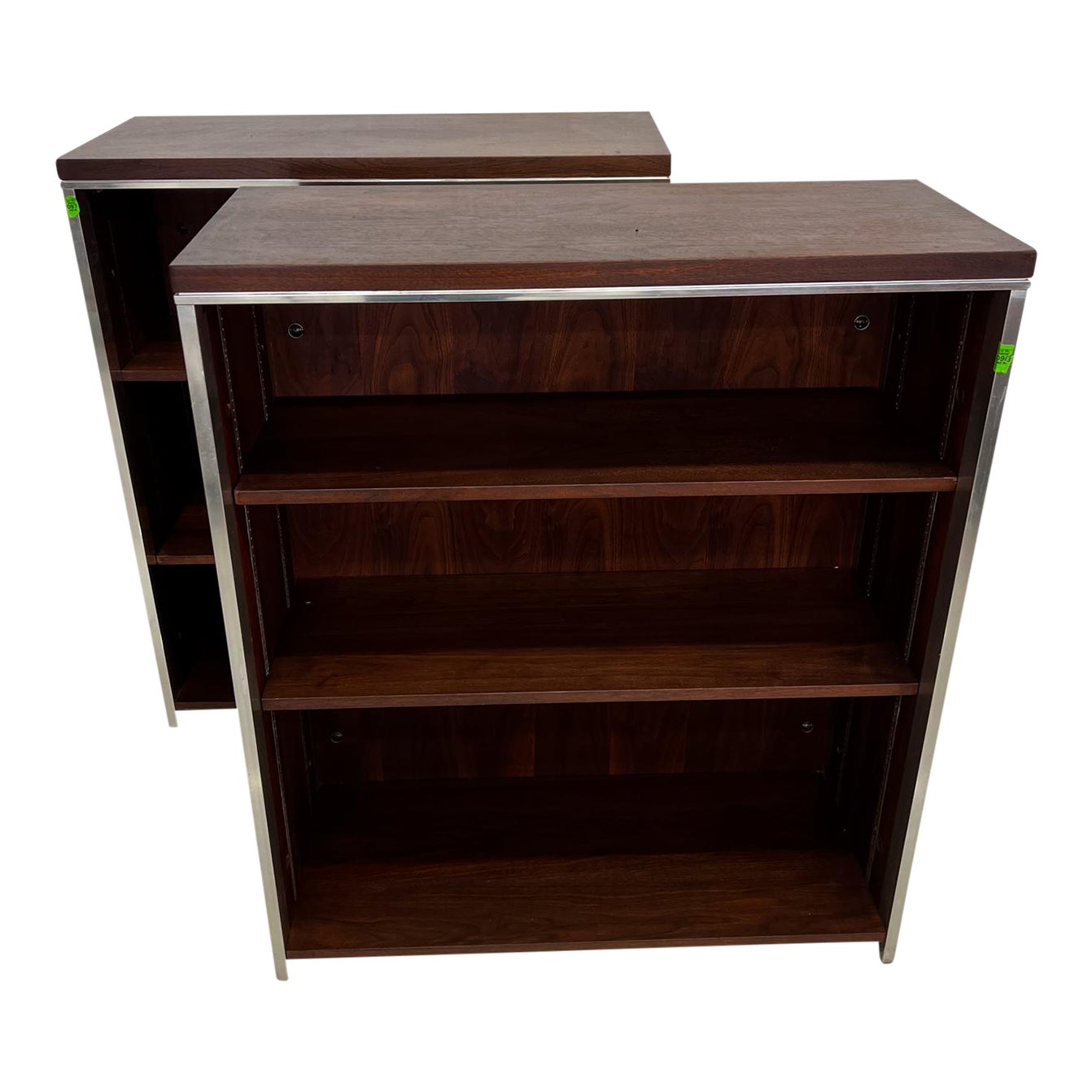 1970s Steelcase Bookcase Set Modern Chrome Walnut Wood Chairish