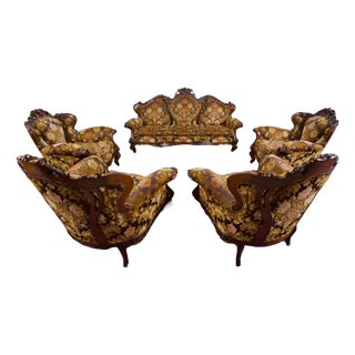 Italian Neo-Baroque Sofa and Lounge Chairs, Set of 5 For Sale