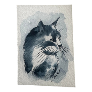 “Whiskers” Original Watercolor Miniature by Nancy Smith