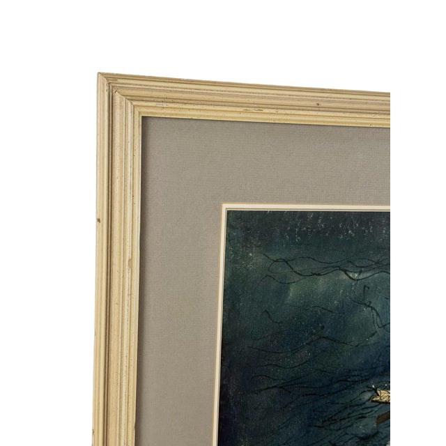 Blue William H. Ferguson Signed Surrealist Carriage Crash Mixed Media Artwork For Sale - Image 8 of 12