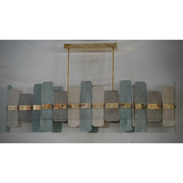 Metal Art Deco Murano Glass and Brass Round Multi Color Chandelier and Pendant, 2000 For Sale - Image 7 of 12