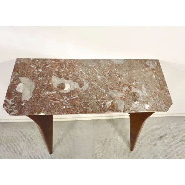 Mid-Century Modern Mid-Century Modern Italian Console Table in Teak and Marble For Sale - Image 3 of 11