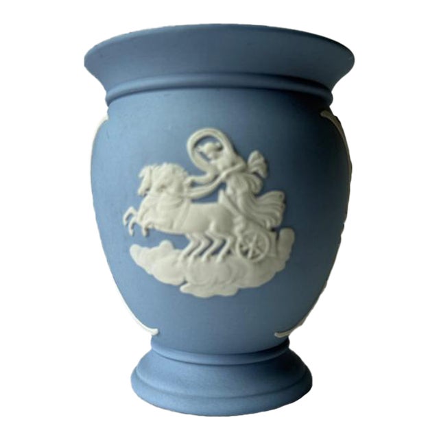 Vintage Wedgwood Pale Blue Jasperware Posey Pot Vase For Sale