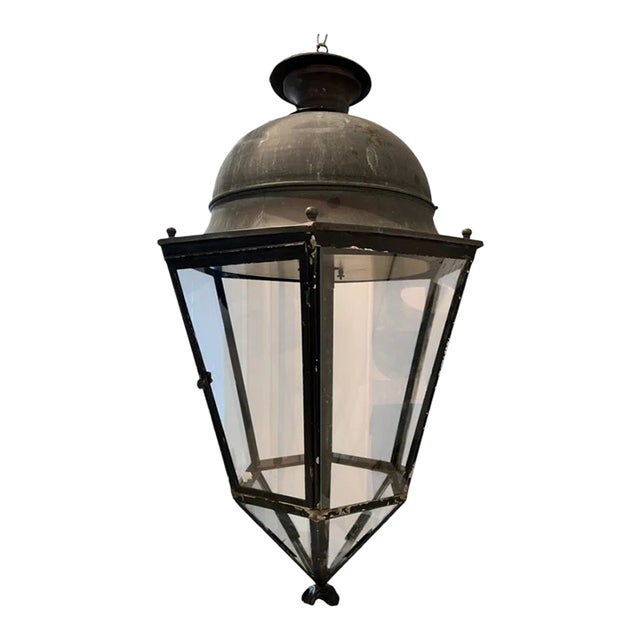 19th Century French Large Iron & Glass Lantern - Two Available For Sale