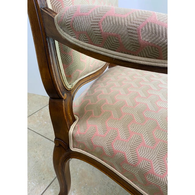 Pair of French Louis XV Style Beechwood Fauteuil Armchairs, Carved Frames For Sale - Image 11 of 12