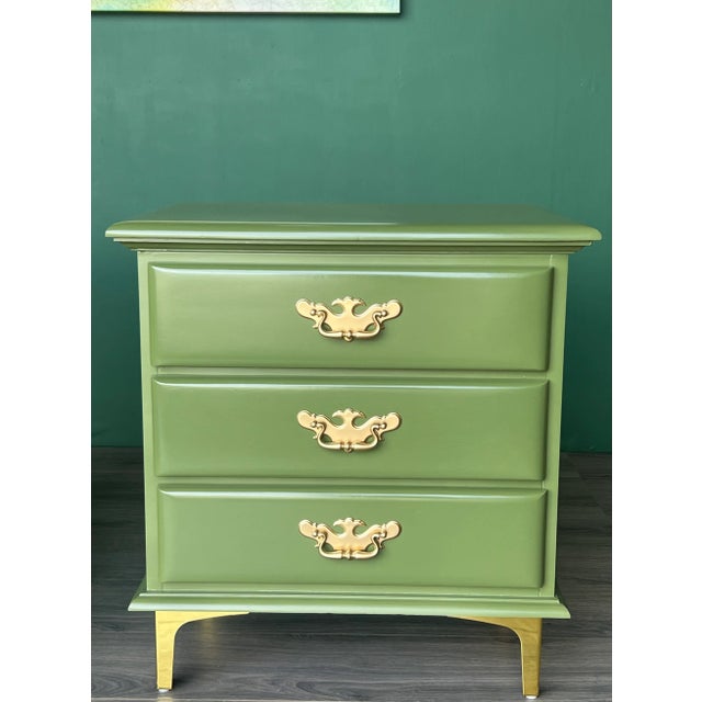 1970s Late 20th Century Pair of Green Nightstand in Mid-Century Modern Style For Sale - Image 5 of 15