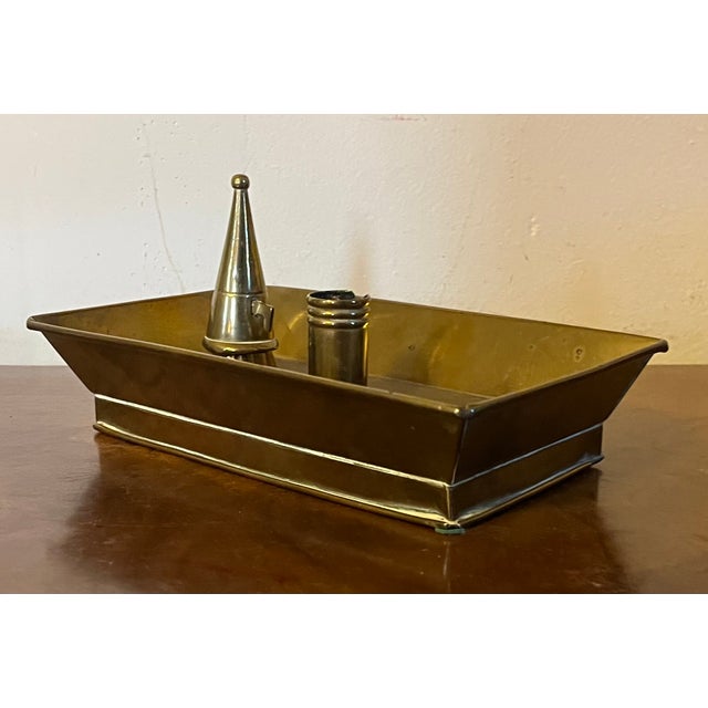 Brass Antique 19th Century American Brass Rectangular Candle Stick Holder With Snuffer For Sale - Image 8 of 15