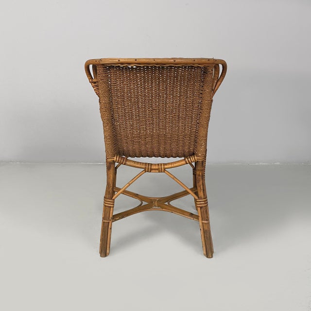 1930s Vintage Italian Art Deco Chairs in Rattan, 1930s, Set of 4 For Sale - Image 5 of 18