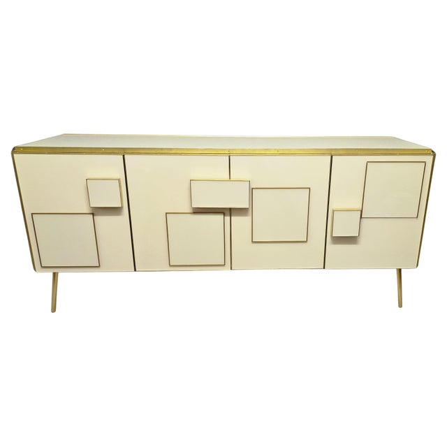 Italian Four-Door Sideboard with Ivory Glass and Wood Accents from Justfurnituress SRL For Sale - Image 14 of 14