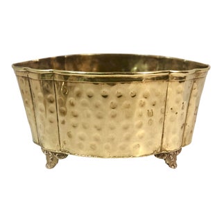 Vintage Hand Hammered Container English "Style" Brass Planter For Sale