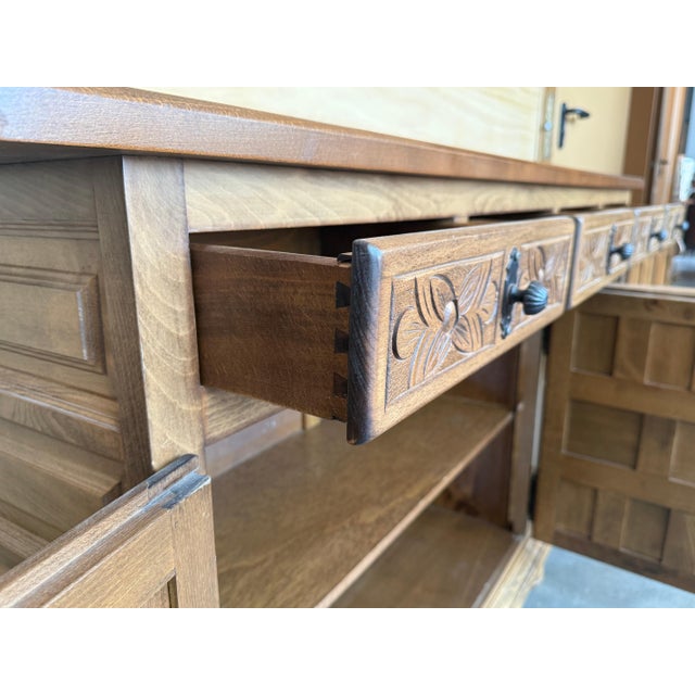 Late 19th Century Late 19th Century Large Catalan Spanish Baroque Light Walnut Tuscan Credenza or Buffet For Sale - Image 5 of 18