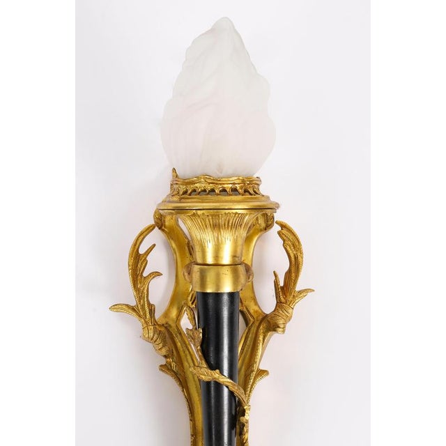 Antique Rococo Revival Ormolu and Glass Wall Lights, 1890s, Set of 2 For Sale - Image 4 of 10