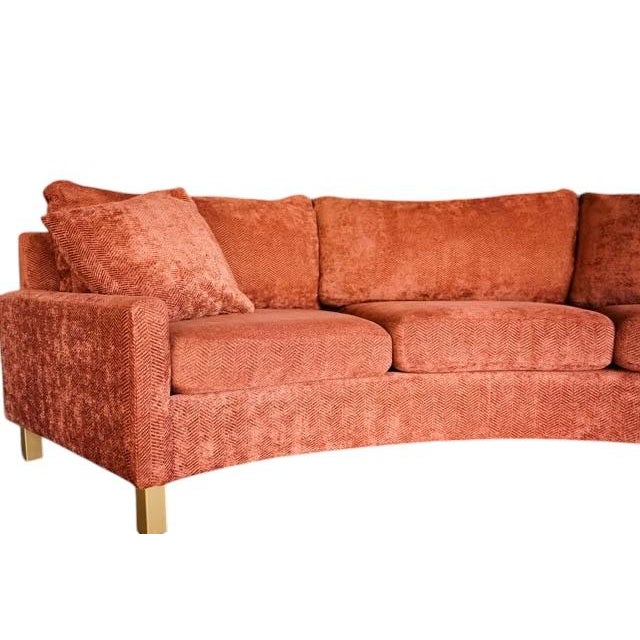 Sienna Vintage Curved Serpentine Sectional Sofa in Sienna Chenille, Attributed to Milo Baughman, Circa 1970s For Sale - Image 8 of 17