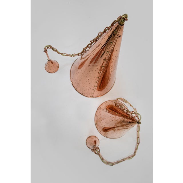 1950s Danish Hammered Copper Cone Pendant Lamps by E. S. Horn Aalestrup, 1950s, Set of 2 For Sale - Image 5 of 14