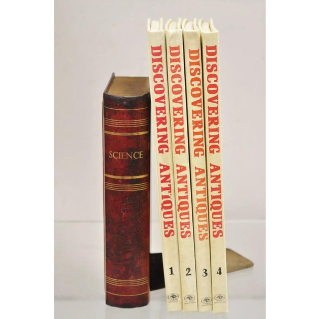 Vintage Italian Regency Red Leather Bound "Science" Faux Book Bookend For Sale - Image 11 of 11