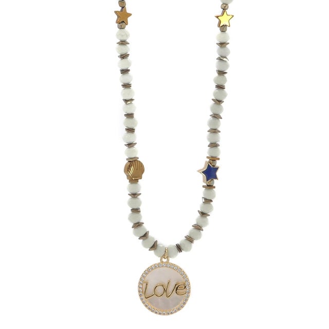 Contemporary Infinite Light of Love Beaded Symbol Necklace For Sale - Image 3 of 12