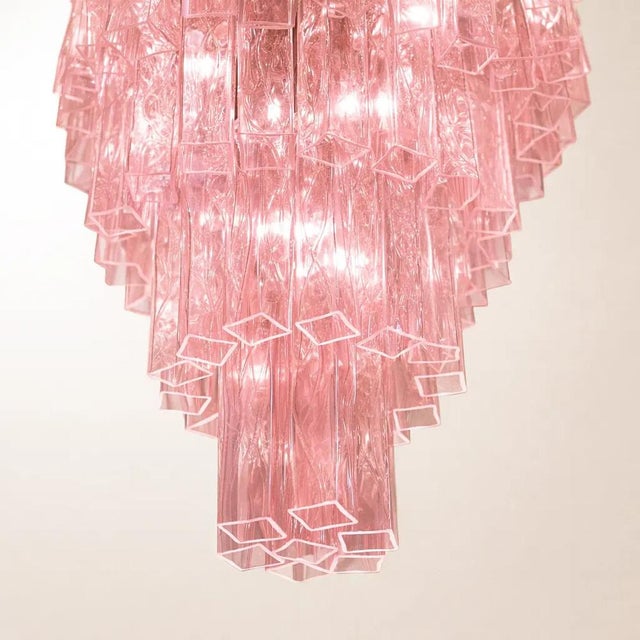 Pink Square Tubes Murano Glass Chandelier by Simoeng For Sale - Image 4 of 7