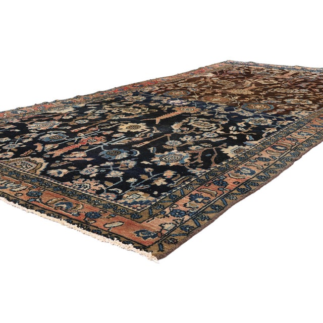 79579 Antique Persian Malayer Rug, 05'02 x 13'07. A Nocturne Garden: Late 19th Century Persian Malayer Masterpiece of...