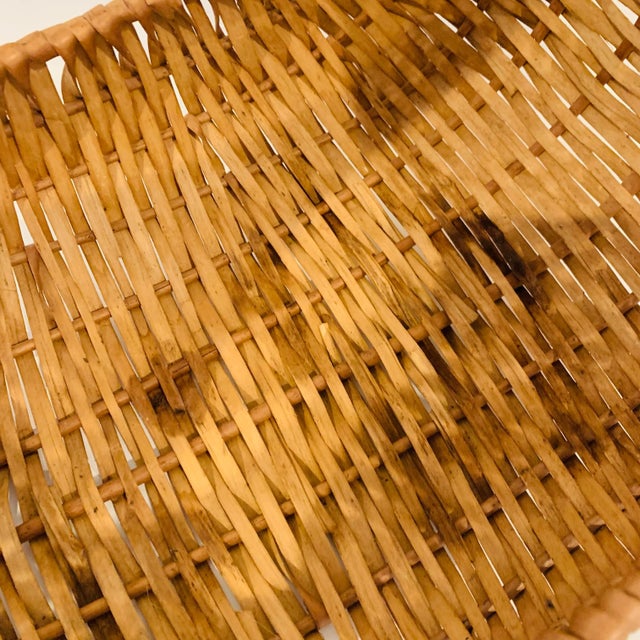 Brown Vintage Woven Market Basket For Sale - Image 8 of 10