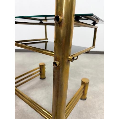 Hungarian Postmodern Brass and Smoked Glass Rolling Hi-Fi Media Stand, 1970s For Sale - Image 12 of 13