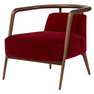 Essex Red Velvet Armchair by Javier Gomez For Sale