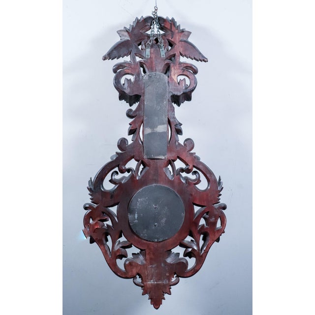 19th Century German Black Forest Style Ebonized Walnut Thermometer-Barometer For Sale - Image 11 of 12