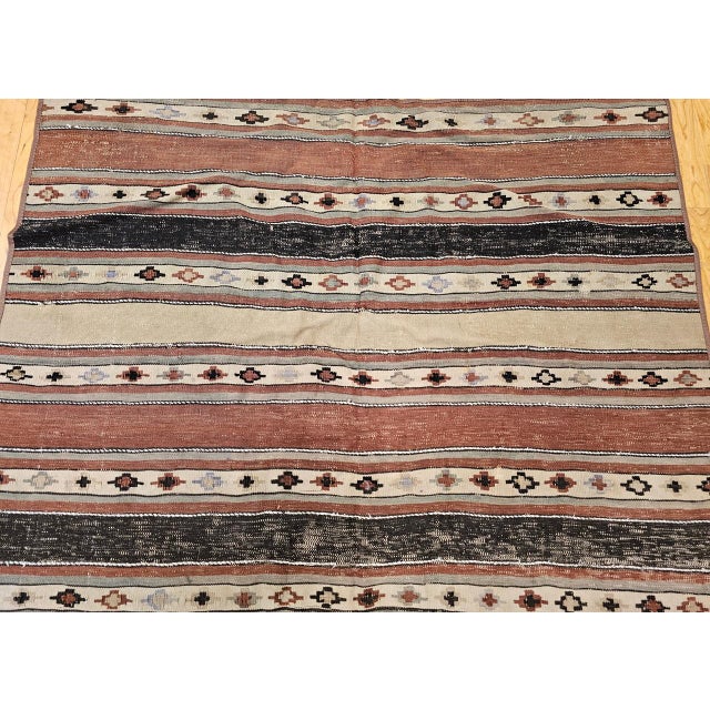Antique Shahsavan Tribal Kilim, Handwoven Wool, Southwestern Pattern, Earth Tones, 5x7 For Sale - Image 11 of 17