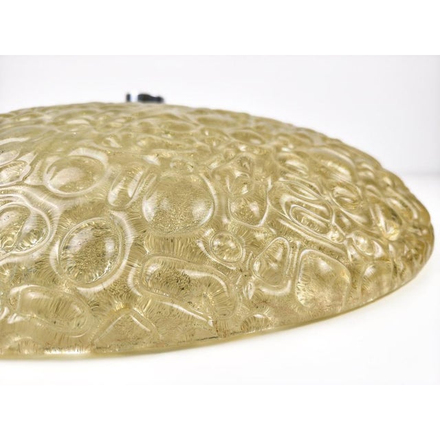 Awasome, very rare and extra large textured glass round ceiling or wall lamp, Germany from the 70s. Very heavy and first...