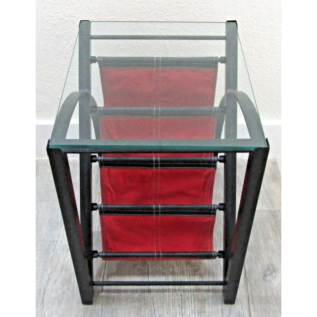 Mid-Century Modern Glass Top End Table Waterfall Magazine Rack Circa 1970s For Sale - Image 4 of 15
