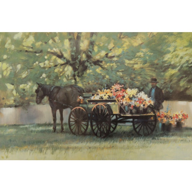 Printmaking Materials Paul Landry 'Flower Wagon' Watercolor Lithograph Print For Sale - Image 7 of 13