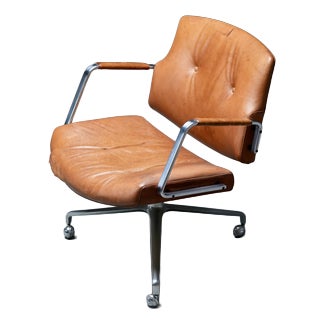 FK84 Desk Chair in Cognac Leather attributed to Fabricius and Kastholm for Kill International, Denmark, 1960s For Sale