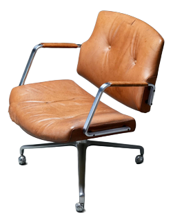FK84 Desk Chair in Cognac Leather attributed to Fabricius and Kastholm for Kill International, Denmark, 1960s