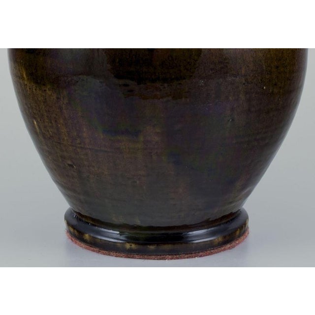 Ceramic Floor Vase in Uranium Yellow Glaze by Svend Hammershøi for Kähler, 1930s For Sale - Image 4 of 9