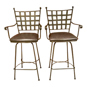 Vintage Charleston Forge Swivel Kitchen Counter/Barstools—A Pair