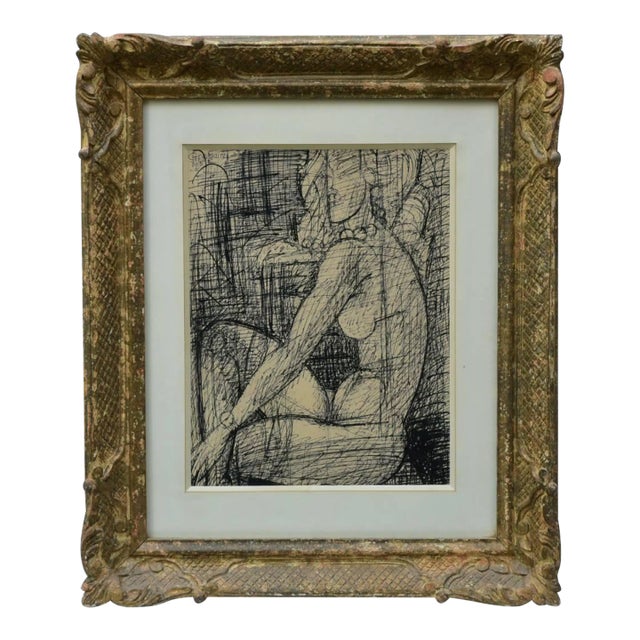 Marcel Gromaire, Pen and Ink Drawing, Nu Avec Des Perles, Circa 1930 For Sale