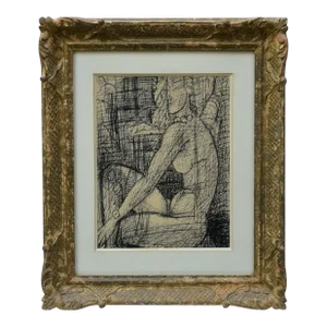 Marcel Gromaire, Pen and Ink Drawing, Nu Avec Des Perles, Circa 1930