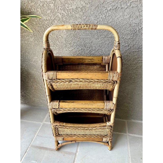 Excellent Pre-Owned Condition. Vintage style meets maximum functionality in this fabulous three-tier boho chic bamboo and...