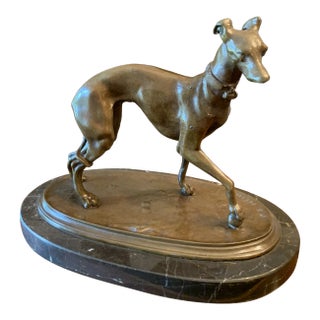 Signed P. J. Mene Bronze Statue of Whippet For Sale