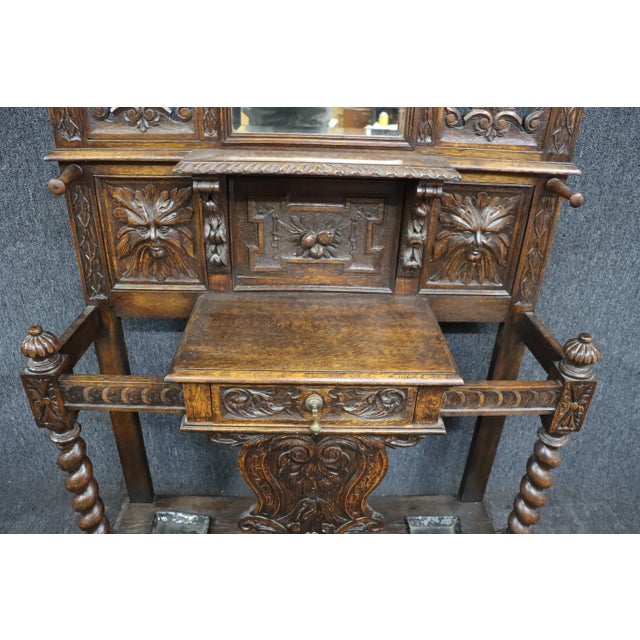 19th C. Oak Victorian Hall Rack For Sale - Image 4 of 11